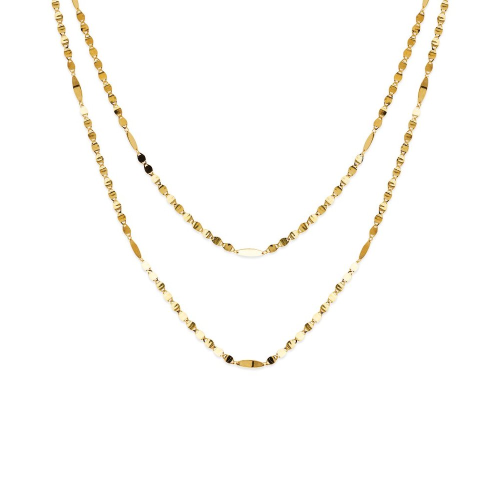 14K Solid Gold Marquise Element Layer Necklace